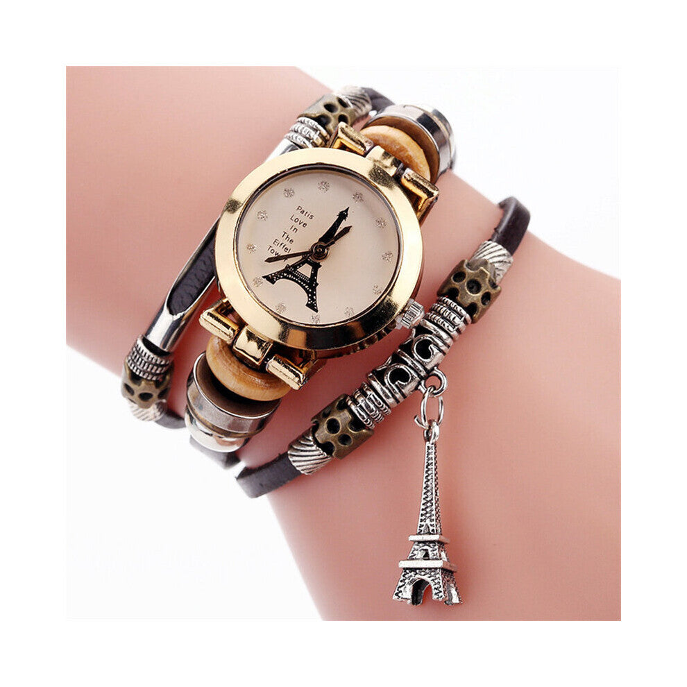 Unique Womens Chain Bracelet Watches Eiffel Tower Pendant Watch for Women Ladies Bracelet Quartz Wristwatch Montre Femme