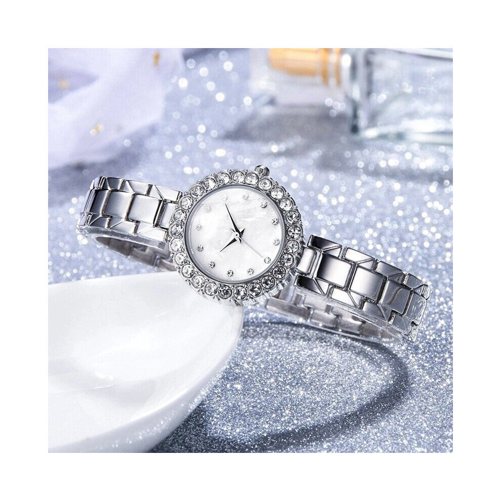 Women Bracelet Watches Steel belt Steel belt Rhinestone Quartz Wrist Watch Set Watch for Women