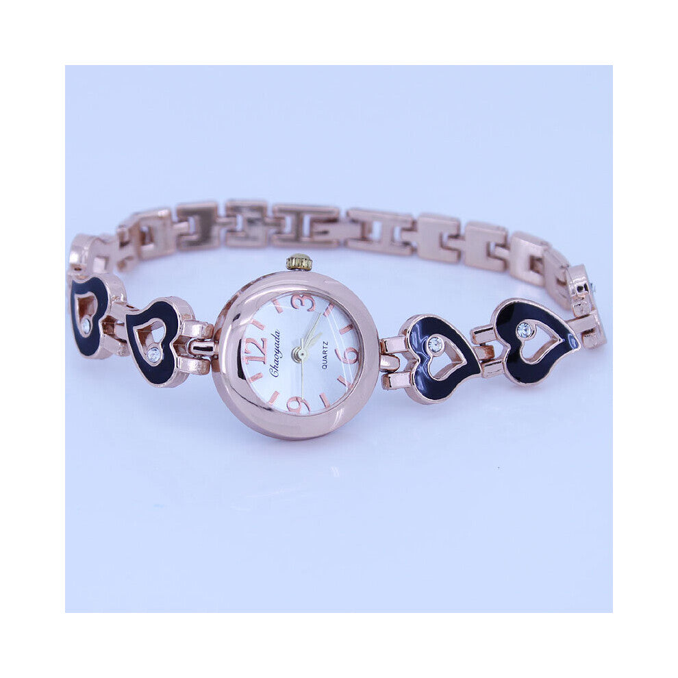Crystal Heart Lady Women Girl Alloy Strap Quartz Sports Diamonds Wristwatch bracelet watches clock