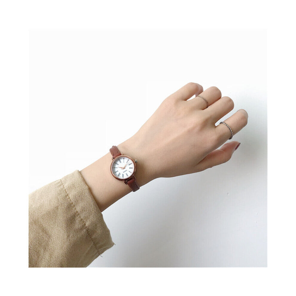 Retro Brown Women Watches Qualities Small Ladies Wristwatches Vintage Leather Bracelet Watch Female Clock