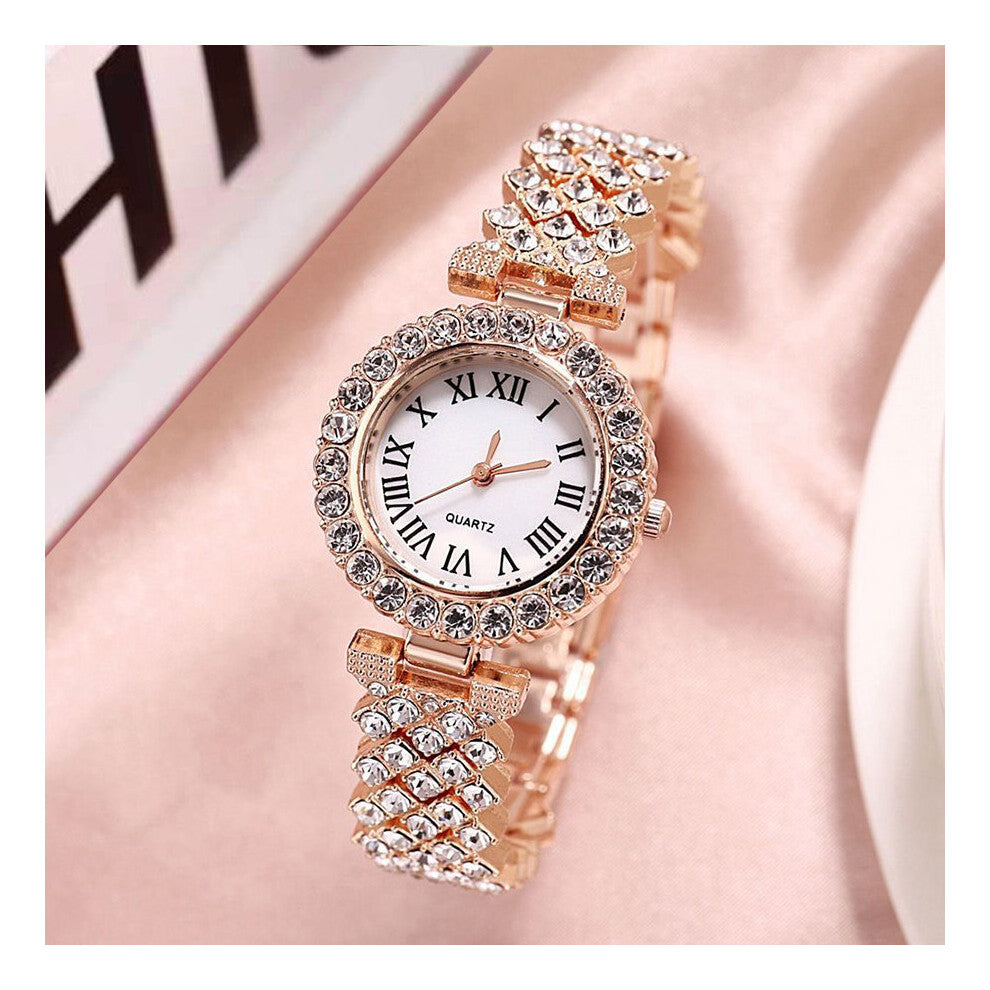 Shsby Lady Rome Rhinestone Clock Jewelry Watches Casual Quartz Bracelet Watch Women Crystal Dress Wristwatch