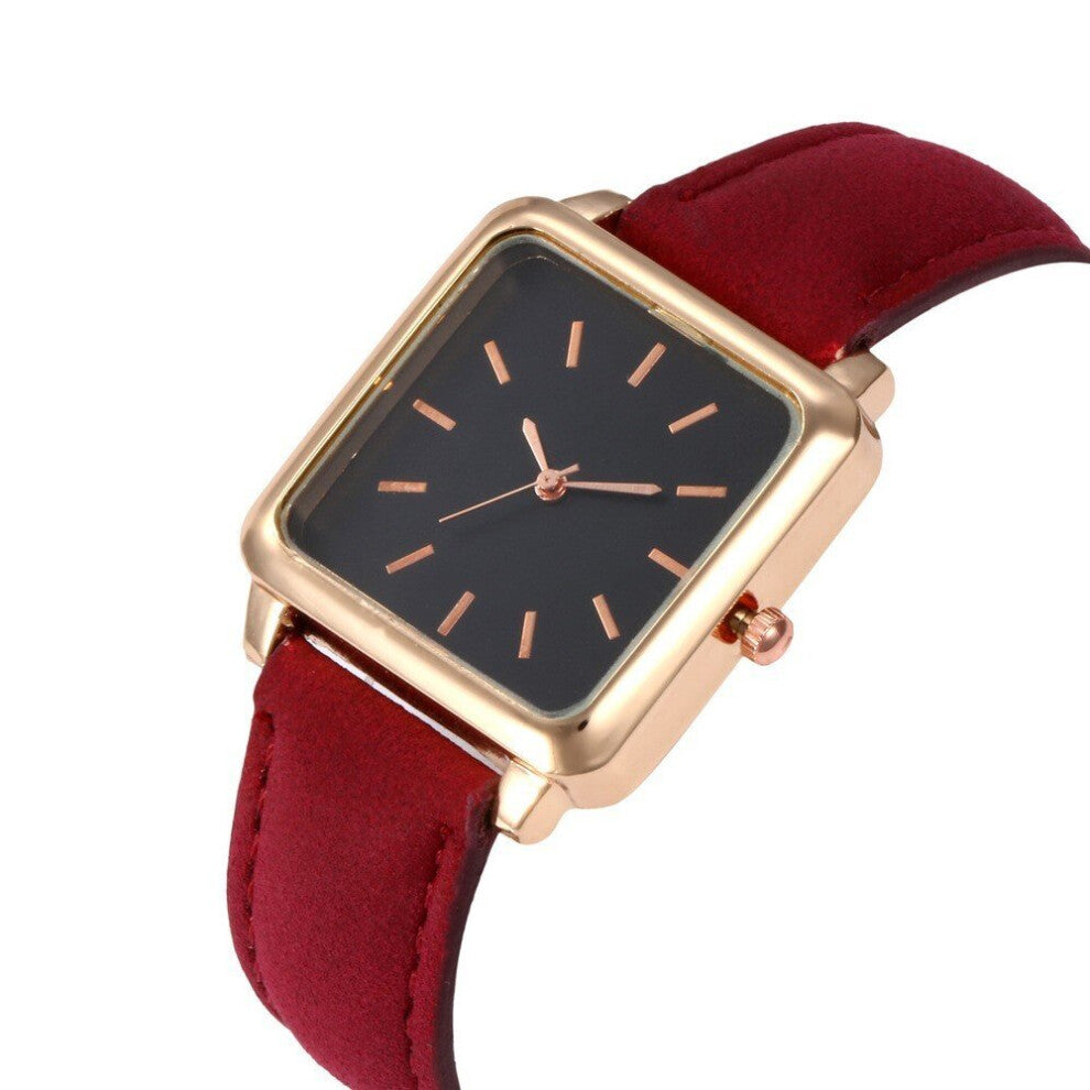 Women Watches Square Dial Embossed Dress Leather Band Quartz Wrist Watches Ladies Bracelet Watch