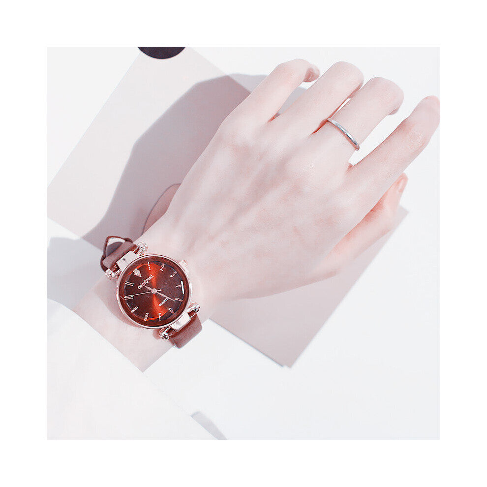 Retro Brown Women Watches Qualities Small Ladies Wristwatches Vintage Leather Bracelet Watch Female Clocks
