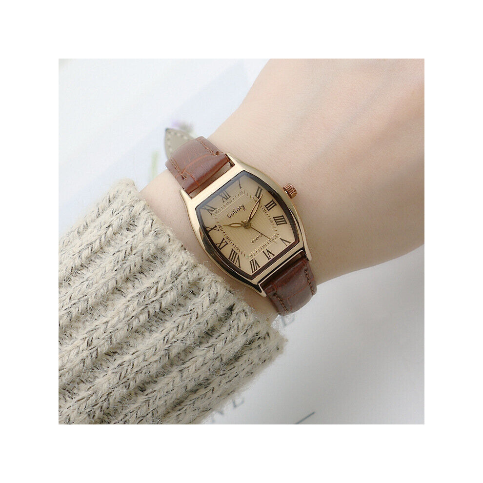 Retro Brown Women Watches Qualities Small Ladies Wristwatches Vintage Leather Bracelet Watch Female