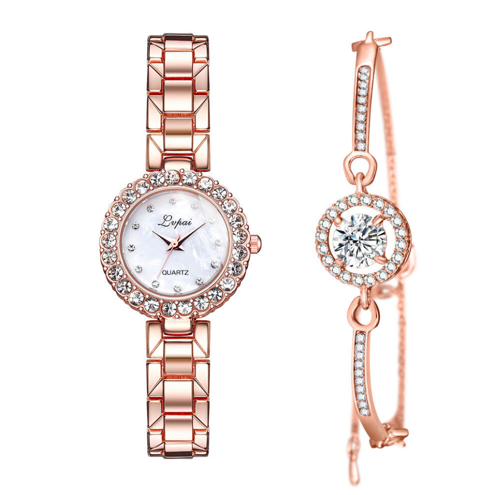 Bracelet Watches Set For Women Geometric Bangle Quartz Clock Ladies Wrist Watch