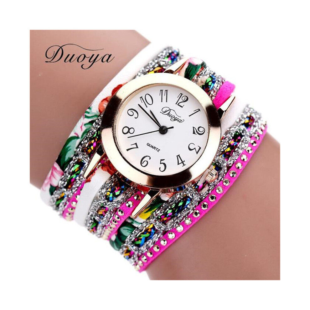 Duoya Watches Women Flower Quartz WristWatch Bracelet Watch Dress Ladies Gemstone Gift Clock Relogio 50