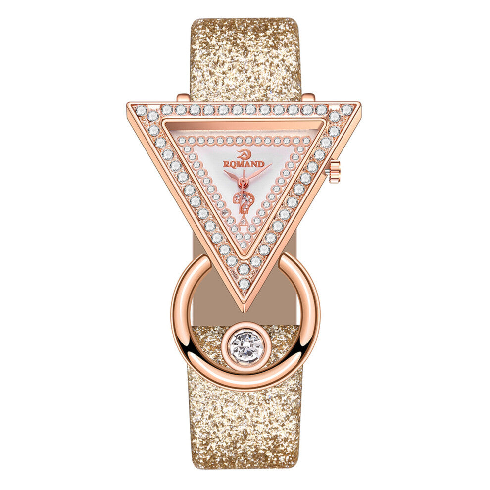 Ladies Bracelet Watch Triangle Dial Rhinestone Hand Watch Dating Watch Temperament Quartz Clock Accessories