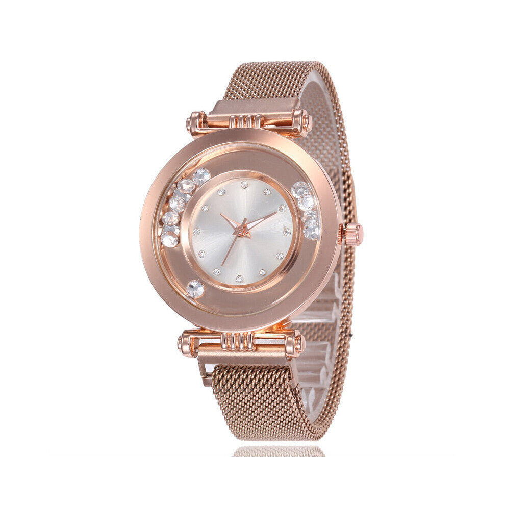 Women Watches Ladies Dress Watch Rose Rolling Rhinestones Magnet Bracelet Watch Relogio Femino Clock