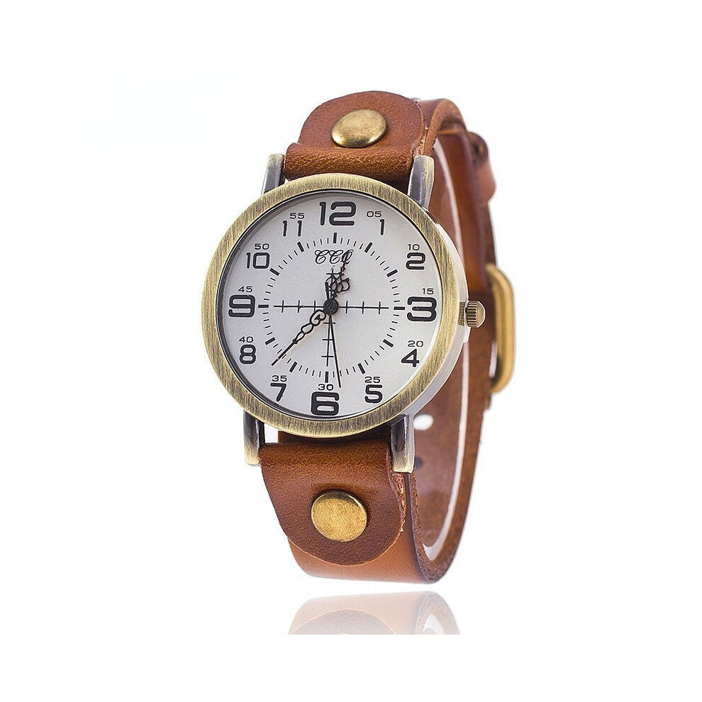 Vintage Cow Leather Bracelet Watch Women Wrist Watches Casual Quartz Watch Selling Watches CN(Origin)