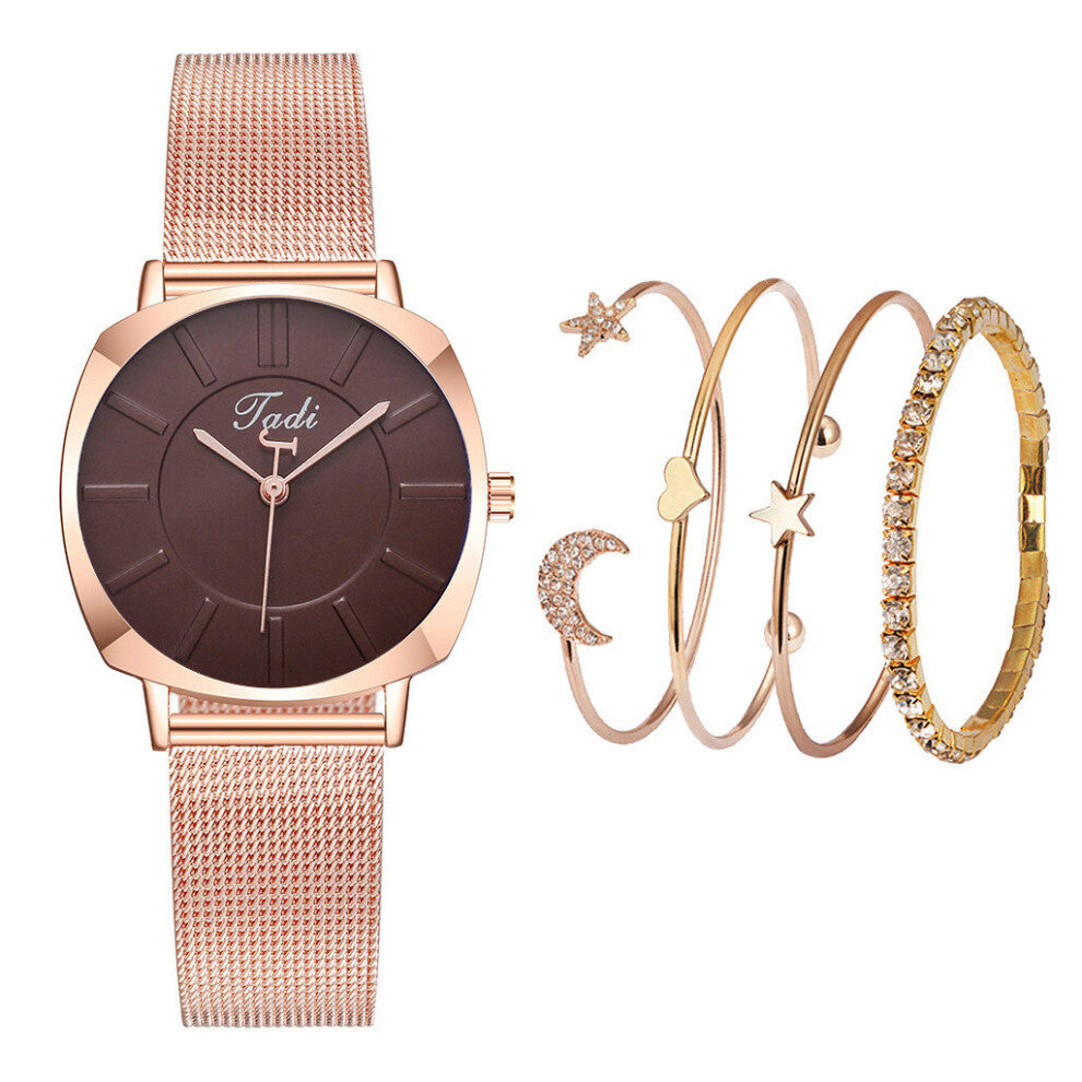 Swatches for Women Women's Shining Casual Quartz Stainless Steel Newv Strap Bracelet Watch Set