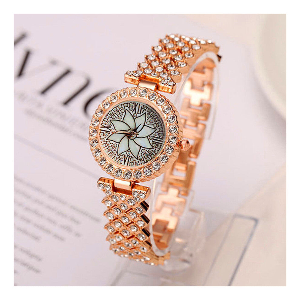 Shsby Jewelry Watches Casual Quartz Bracelet Watch Lady Flower Rhinestone Clock Women Crystal Dress Wristwatch