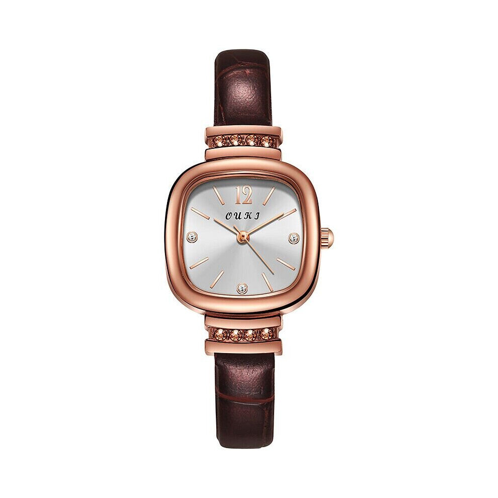 Square Small Dial Classic Leather Diamond Bracelet Watch for Women Casual Dress Quartz Women Watch