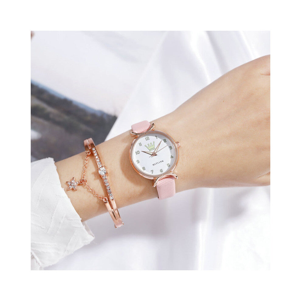 Women Watches Ladies Rose Crown Luminous Wrist Watches Women Thin Leather Strap Bracelet Watch Relogio Feminino
