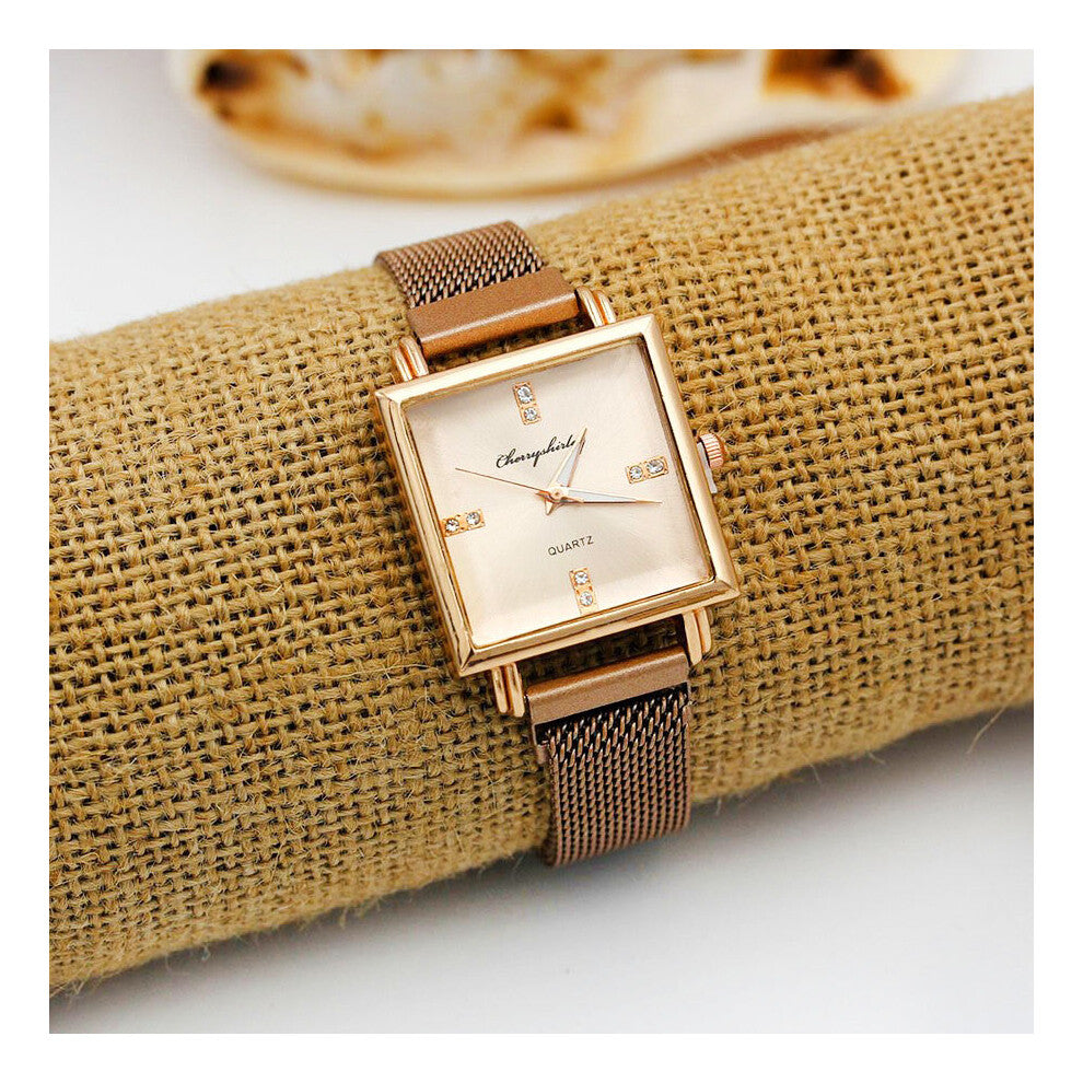 Female Jewelry Magnetic Mesh Belt Watches Square Quartz Bracelet Watch Ladies Starry Sky Clock Women Dress Wristwatches