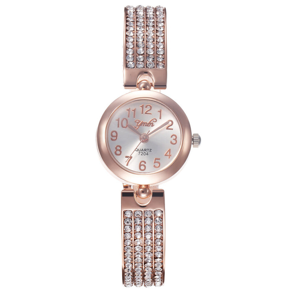 Top Women Bracelet Watches Rhinestone Rose Dress Watch Ladies Casual Alloy Quartz Wristwatches