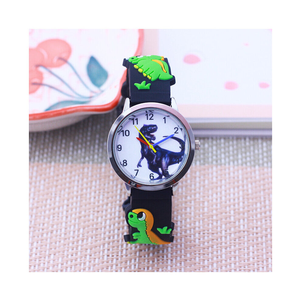 Students Children Boys Girls Cartoon Dinosaur Silicone Strap Watches Kids Holiday Water Resistant Wristwatch