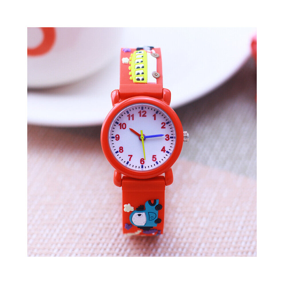 CHAOYADA Casual Children Sport Silicone Strap Cartoon Bus Watches Boys Girls Little Kids Wristwatches