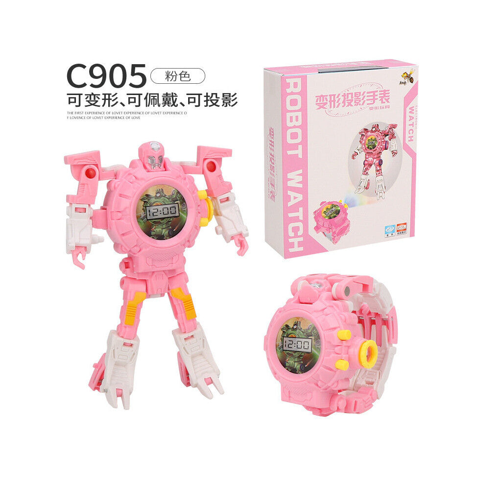 3 in 1 Boys Watch Toy Deformation Robot Projection Deformable Children's Cartoon Watch Birthday Gift Fun Kids Watches