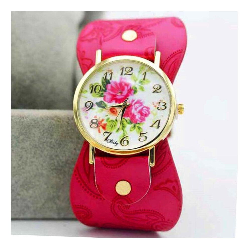 Shsby Arrival Printed Leather Bracelet Wristwatch Wide Band Dress Watch Multifarious Flowers Women Casual Watch Girl's Gift
