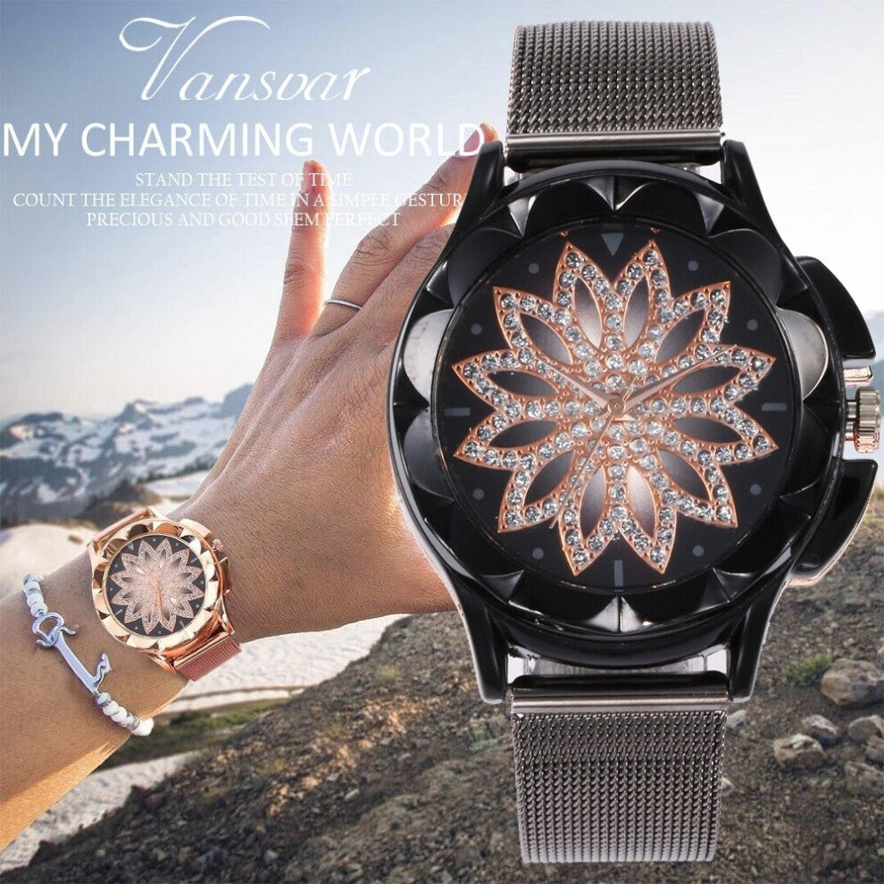 Big Dial Bracelet Watch Women Crystal Quartz Wrist Watches Lady Casual Watch Gift Crystal Relogio Feminino Clock