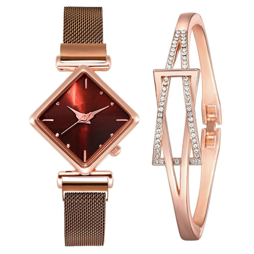 Women Magnetic Bracelet Watches Set Female Square Bracelet Quartz Wristwatches Ladies Dress Clock Relogio Feminino