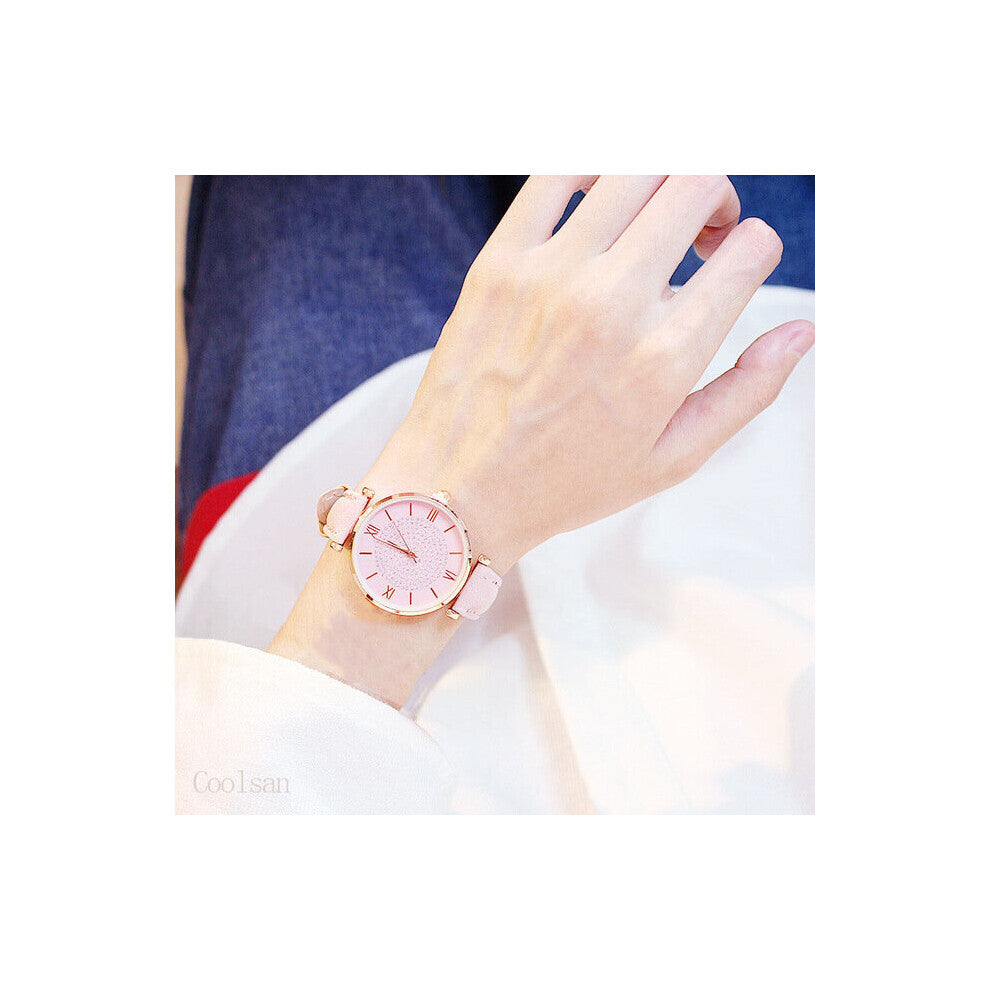 2PCS -Set Starry Sky Women Leather Watches Bracelet Watch Quartz Wristwatch Casual Female Sports Clock Relogio Feminino