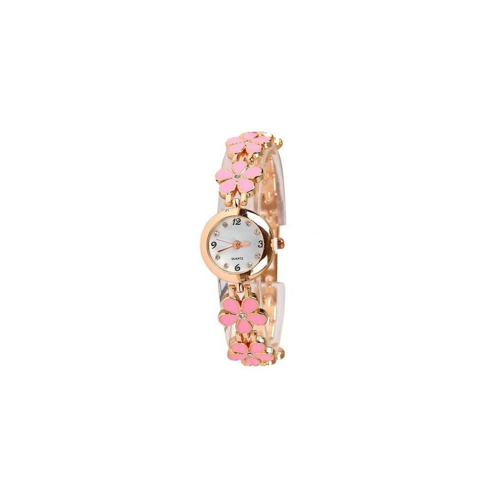 Women Watches Rhinestone Flower Round Dial Analog Quartz Bracelet Watch Gift Ladies Vintage Bracelet Wristwatches