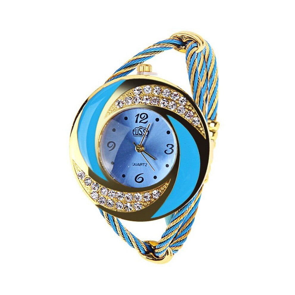 Girls Woven Strap Watch Rhinestone Dial Ladies Bracelet Watch Casual All-match Watch Female Watch