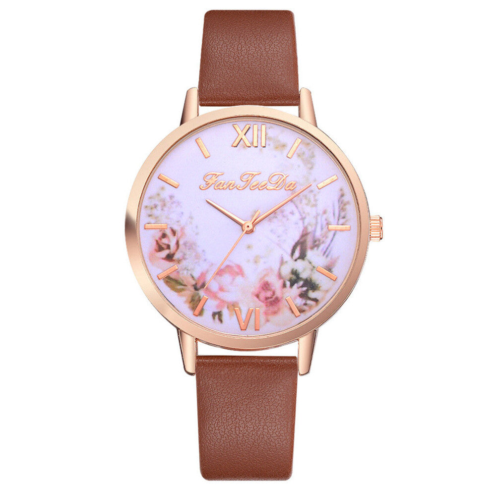 Women's Watches Casual Leather Strap Belt Quartz Wristwatches Ladies Flower Digital Watch Female Bracelet Watch Reloj