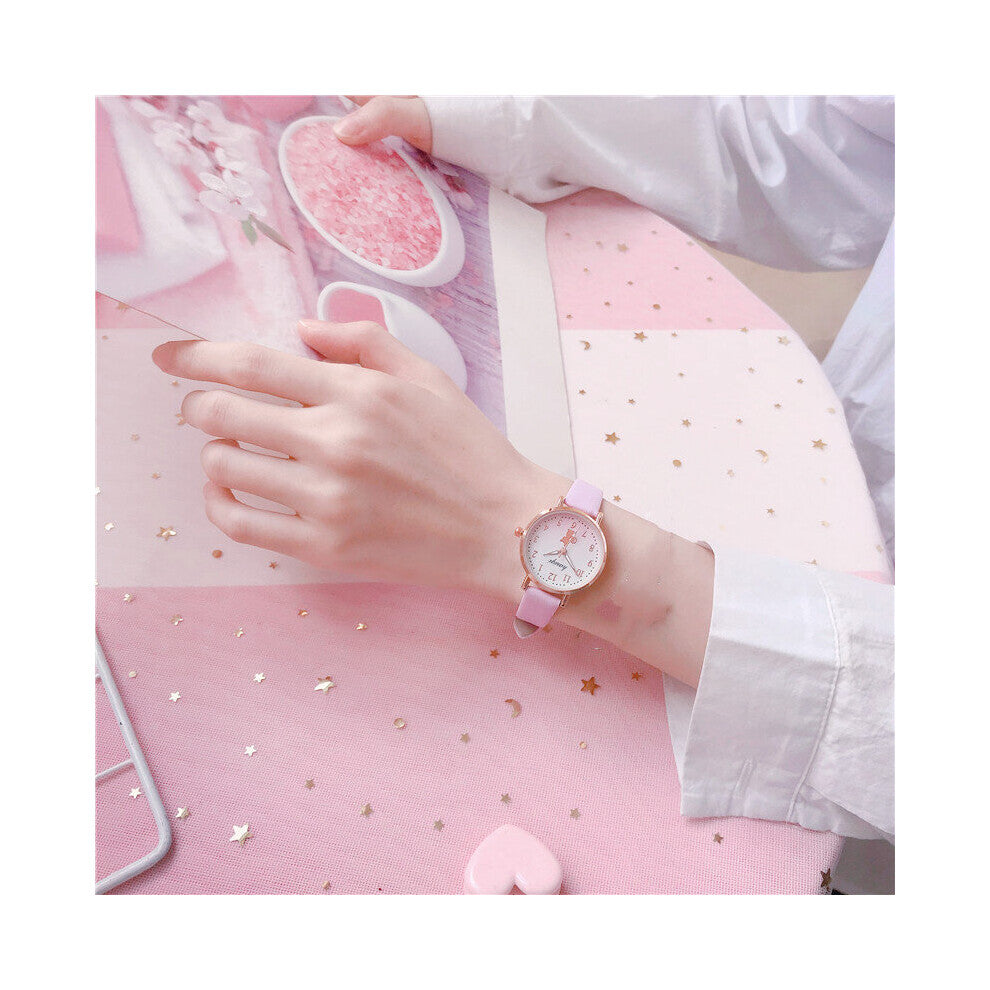 Women Leather strap Watches Lovely Cat Girl's Student Small Quartz Watch Colorful Bracelet Watches for girls