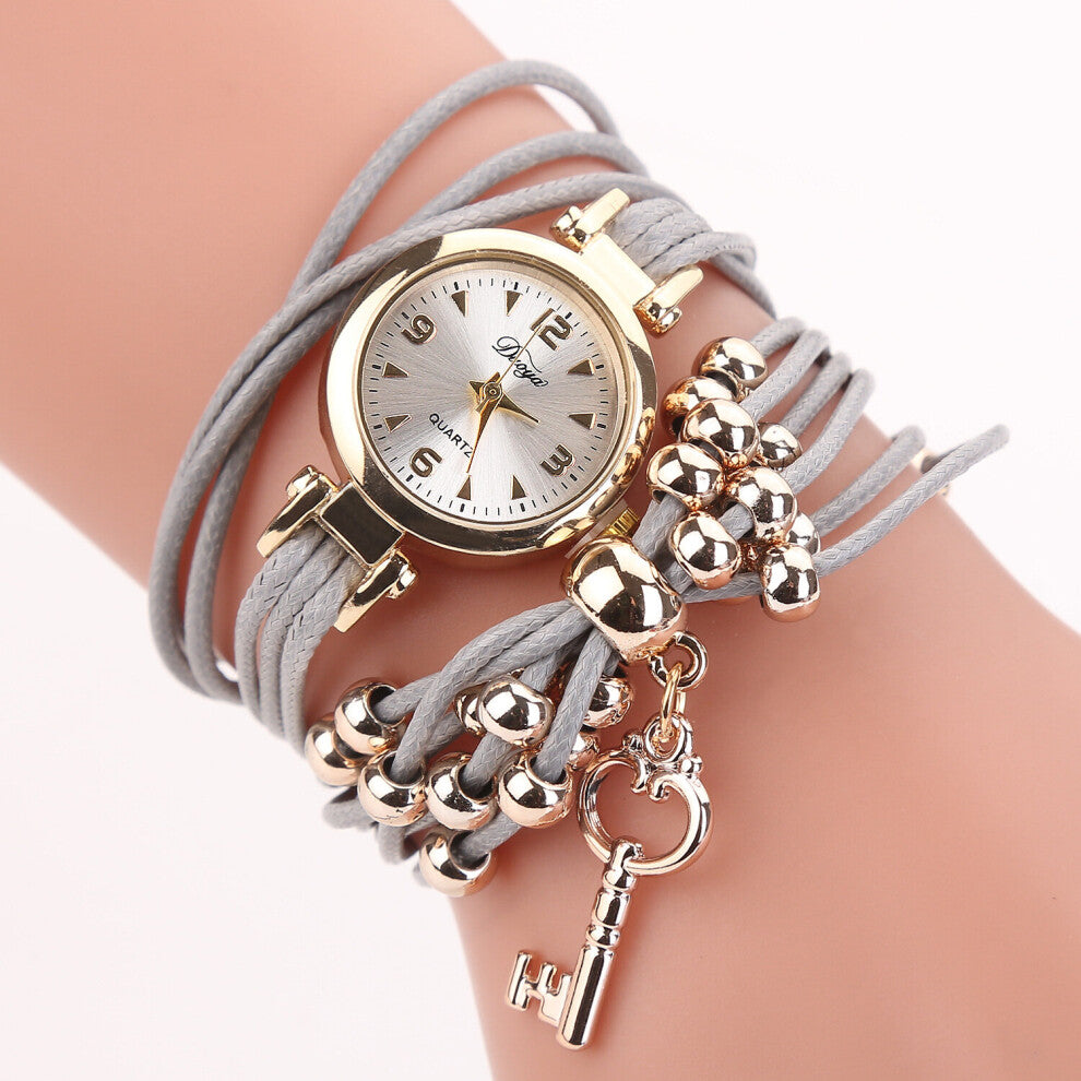 Quartz Watches Ladies Wrap Strap Key Pendant Personality Bracelet Watches Wedding Parties Birthday Girls Wrist Watch