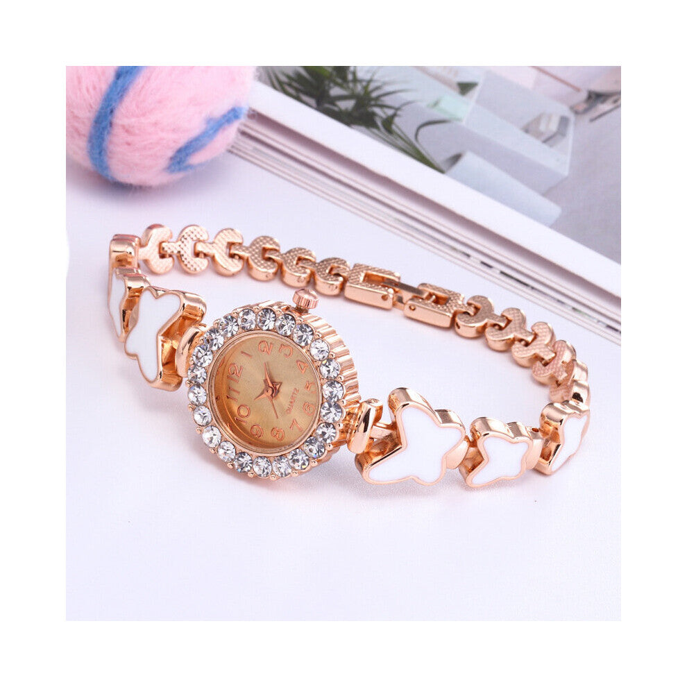 Rose Women Butterfly Watches Girls Quartz Watch Bracelet Watch Ladies Crystal Wristwatch Relogio Feminino