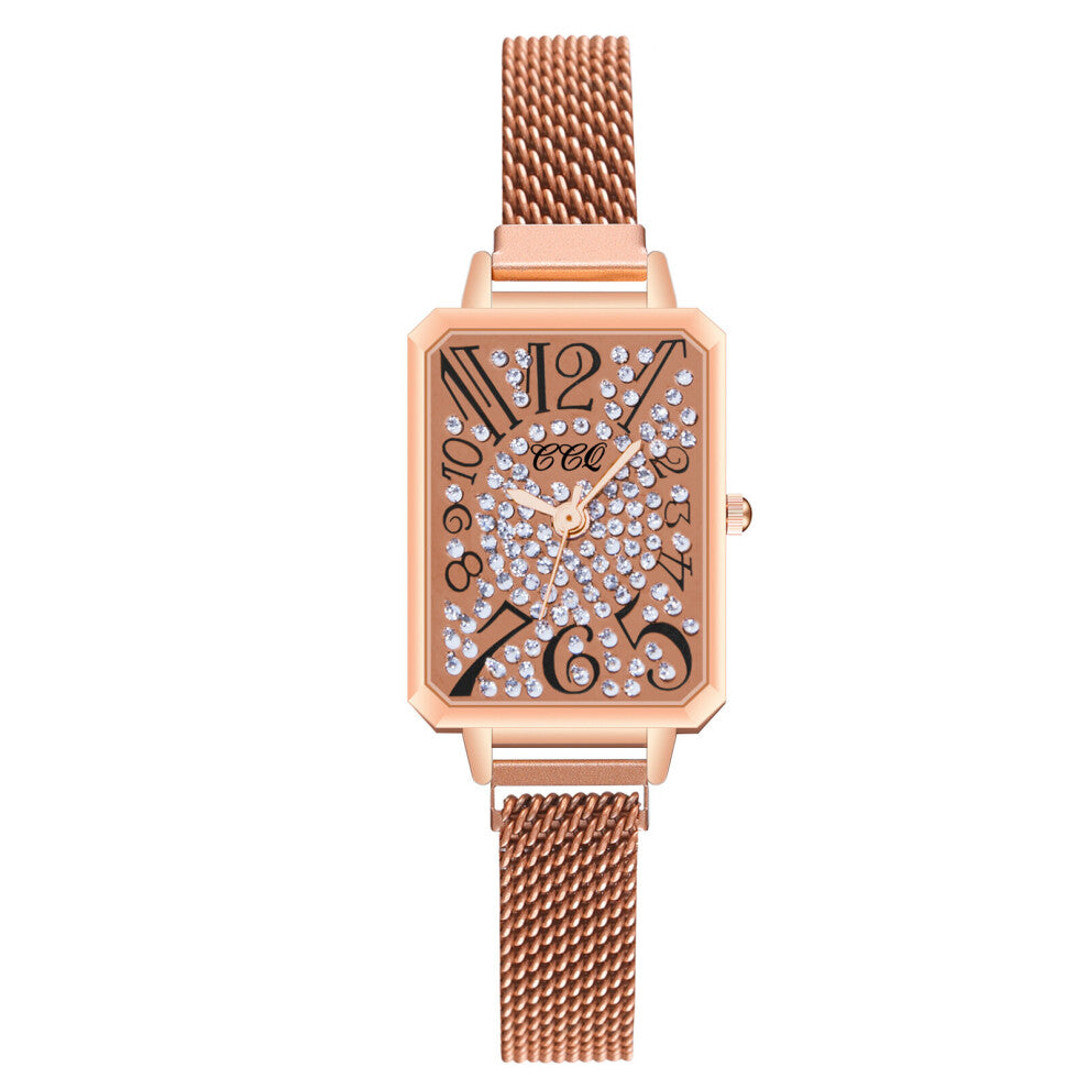 Ladies Watches Mesh Magnet Buckle Rectangle Quartz Watch For Women Small Casual Bracelet Watches Relogio Feminino