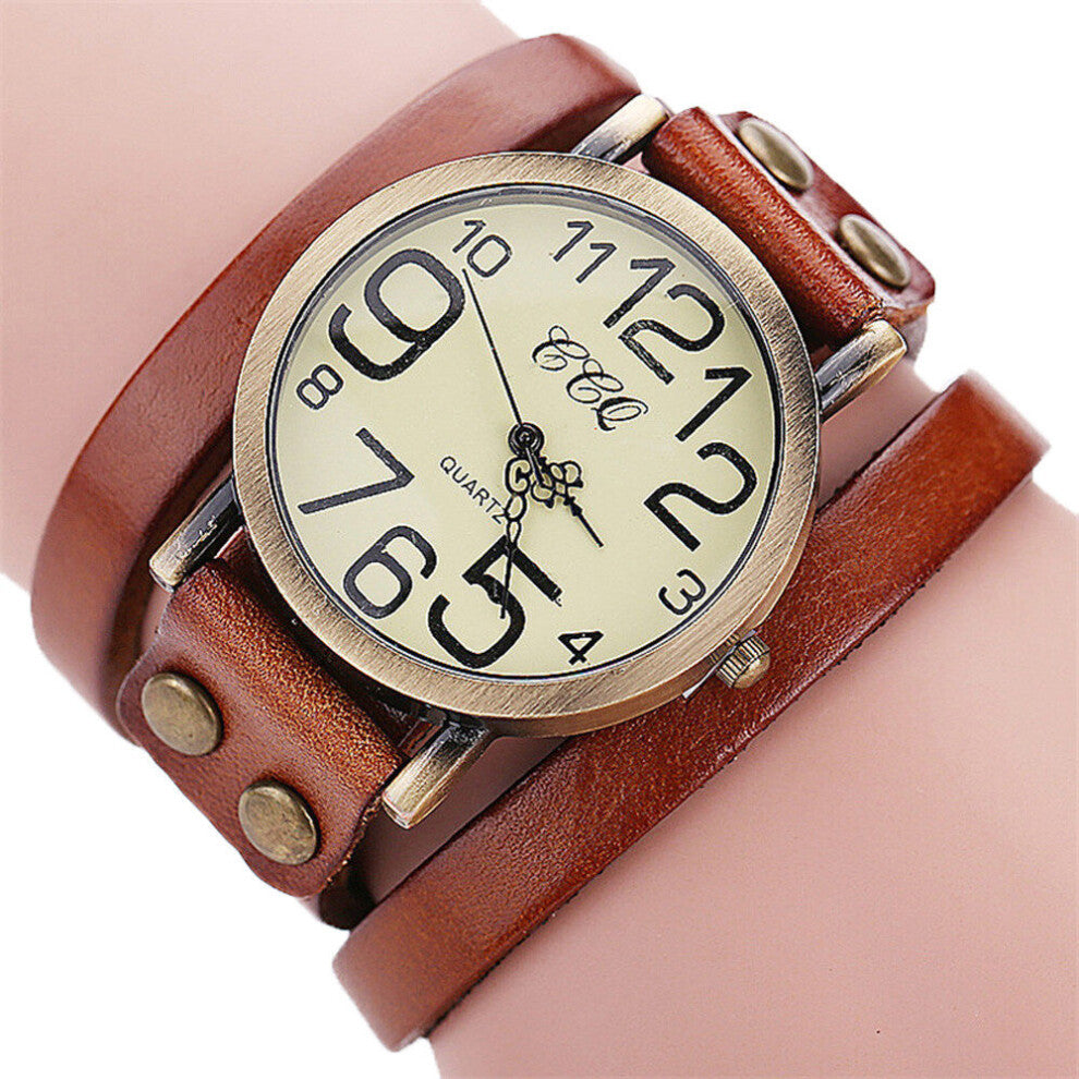 Women's Watches Vintage Cow Leather Bracelet Watch Men Wristwatch Ladies Dress Quartz Watch reloj #N05
