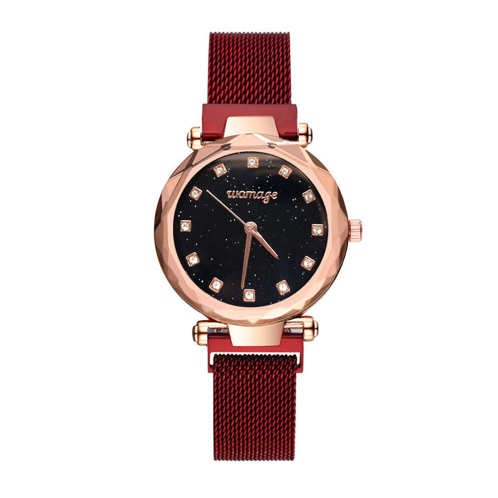 Womage Full Mesh Steel Bracelet Watches For Women Crystal Analog Quartz Wristwatches Ladies Sports Dress Clock