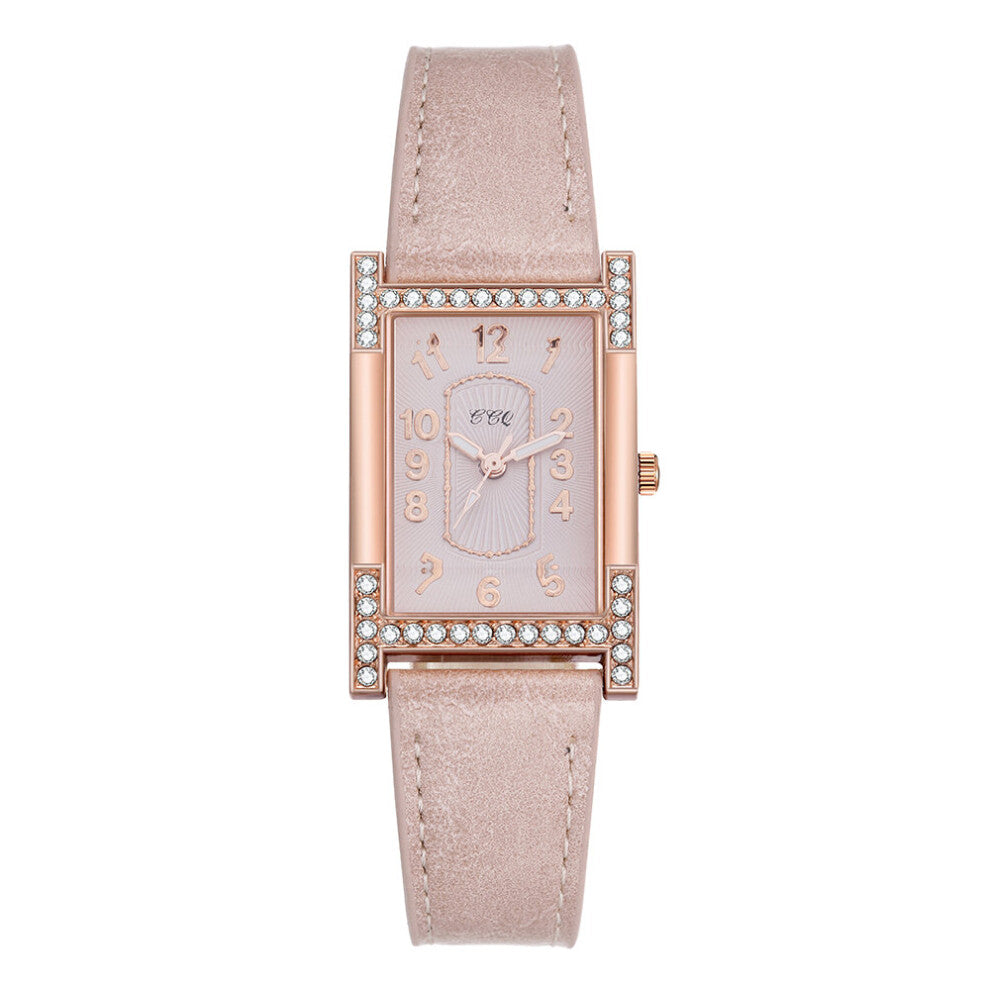 Female Square Arabic Numerals WristWatch Women Dress Quartz Watch Couples Bracelet Watches Leather Strap Ladies Clock