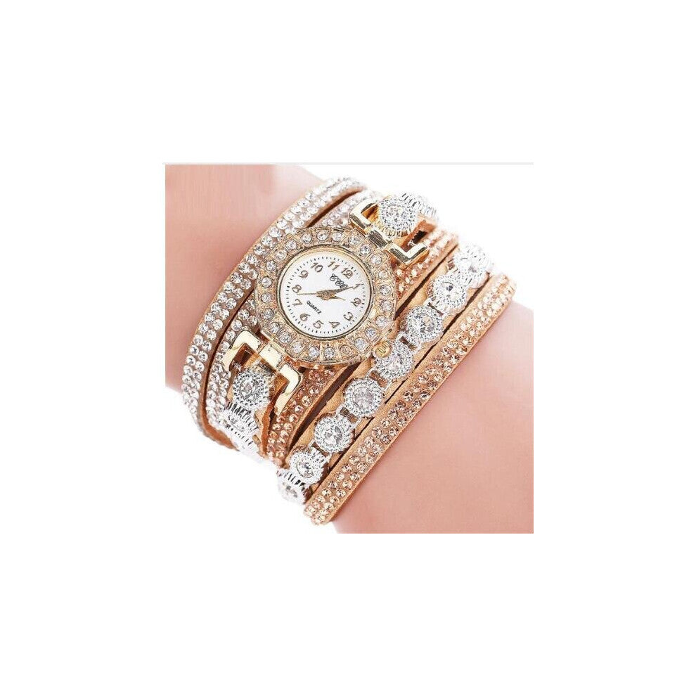 Watch relogio masculino Women Quartz Women PU Leather Rhinestone Watch Bracelet Watches Hours Horas Dropship relogio femini