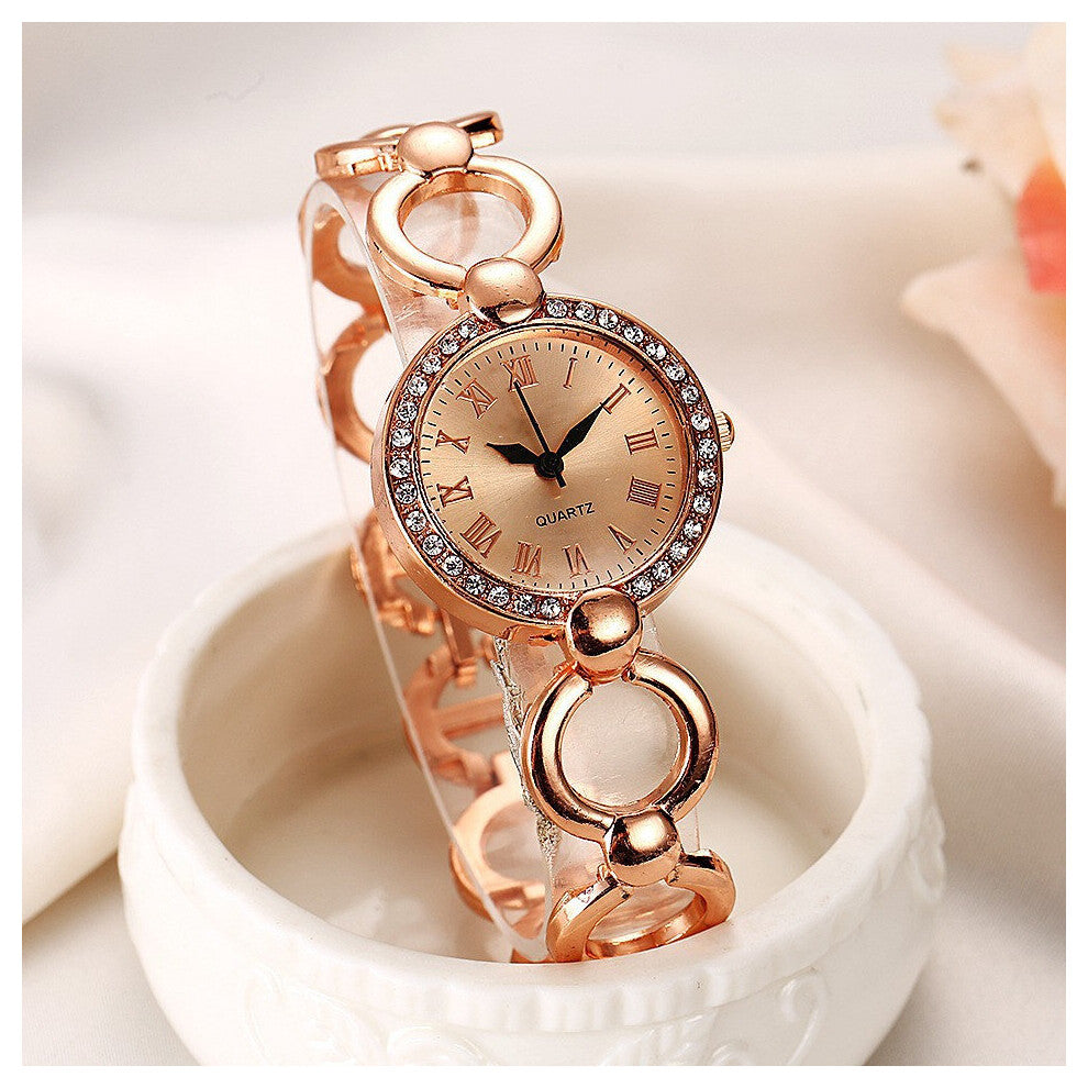 Women Dress Watches Girls Quartz Watch Bracelet Watch Ladies Crystal Wristwatch Rose Dial Relojes