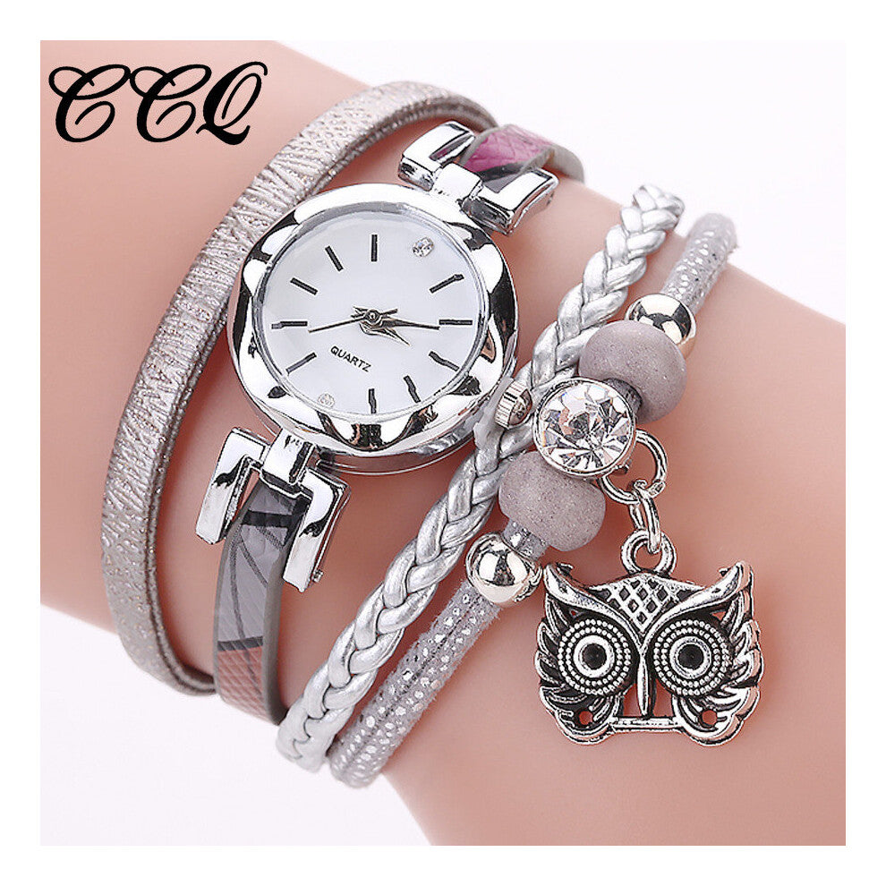 Women Girls watches Analog Quartz Owl Pendant Ladies Dress Bracelet Watches Relogio Feminino Casual Bayan Kol Saati