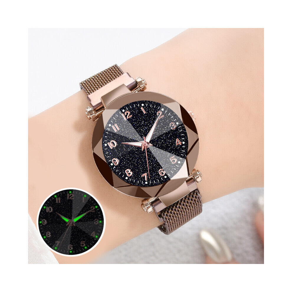 Women Watches Starry Sky Watches Women Stainless Steel Illuminate Magnet Bracelet Watches Quartz Gift