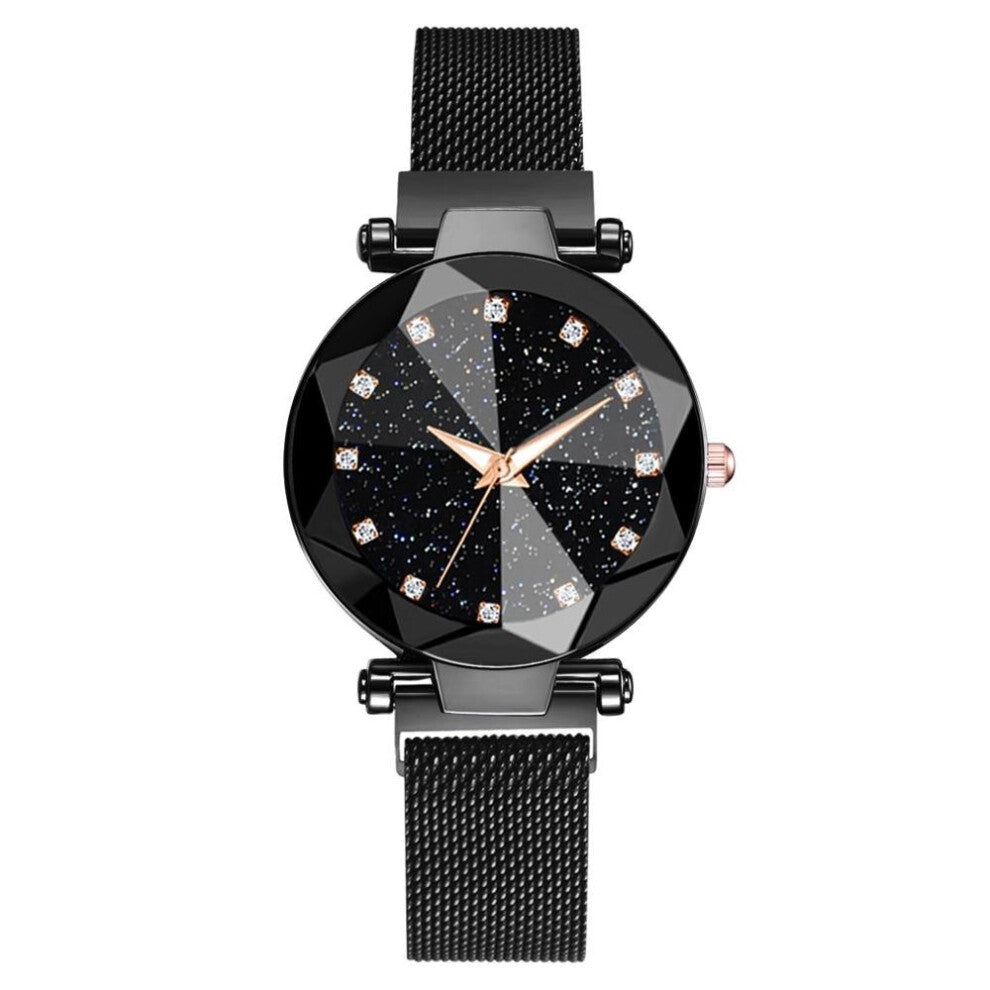 Starry Sky Stainless Steel Mesh Bracelet Watches for Women Crystal Analog Quartz Wristwatches Ladies Sports Dress Clock