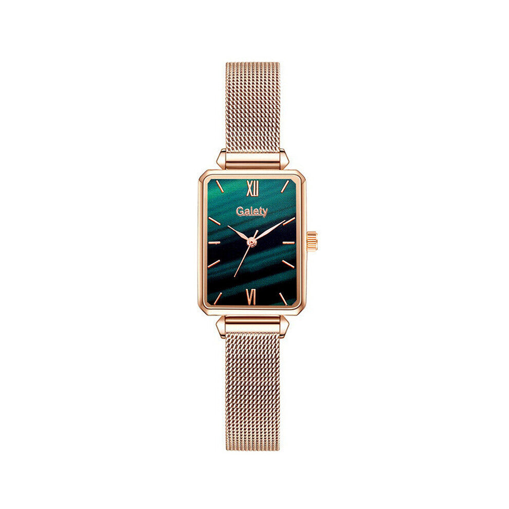 Women Square Quartz Watch Ladies WristWatch Gift Female Green Dial Bracelet Watches Stainless Steel Clock