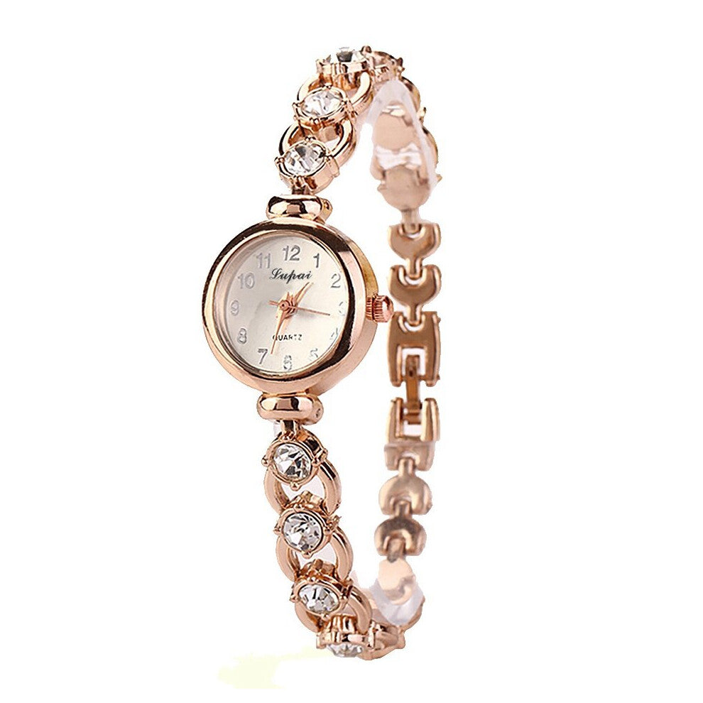 Rose Crystal Women Watch Stainless Steel Band Ladies Bracelet Watches Ladies Dress Watches Relogio Feminino