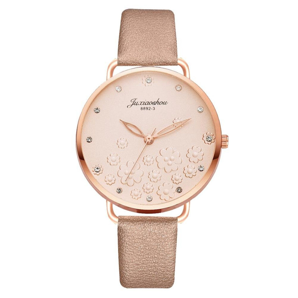 Watches Ladies Diamond Flowers Round Dial Bracelet Watch Women Leather Band Quartz Wristwatch Female Clock Gift Montre Femme