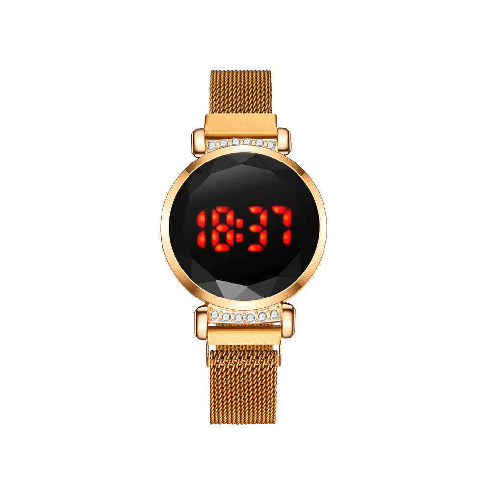 LED Women Magnetic Bracelet Watches Rose Digital Dress Watch Quartz Wristwatch Ladies Clocks Relogio Feminino