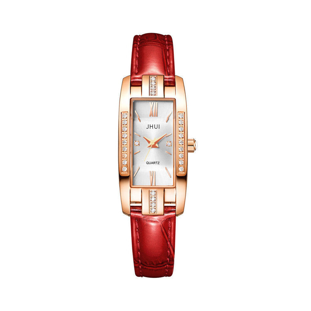 Women Diamond Watch Starry Rectangle Dial Bracelet Watches Ladies Leather Band Quartz Wristwatch Female Clock Zegarek Damski