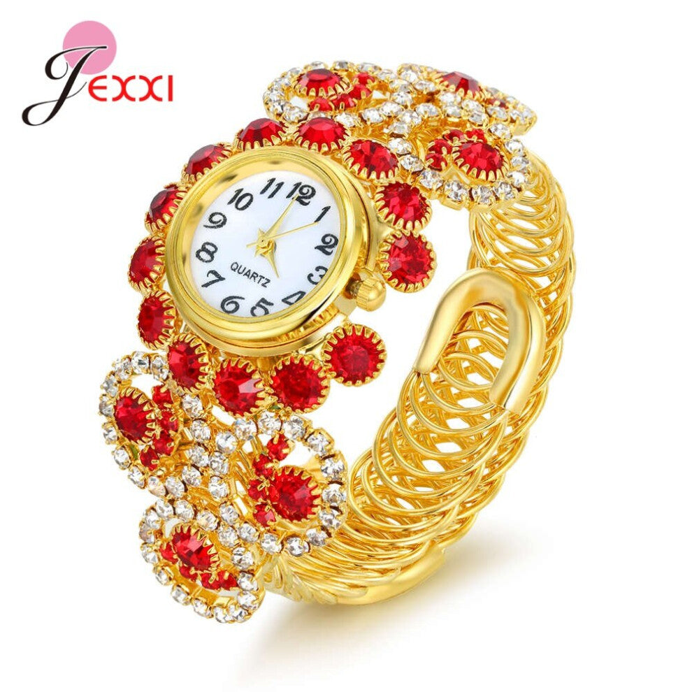 Amazing Women Quartz Watches Multiple Cubic Zirconia Bracelet Watch For Bridal Wedding-Engagement Party