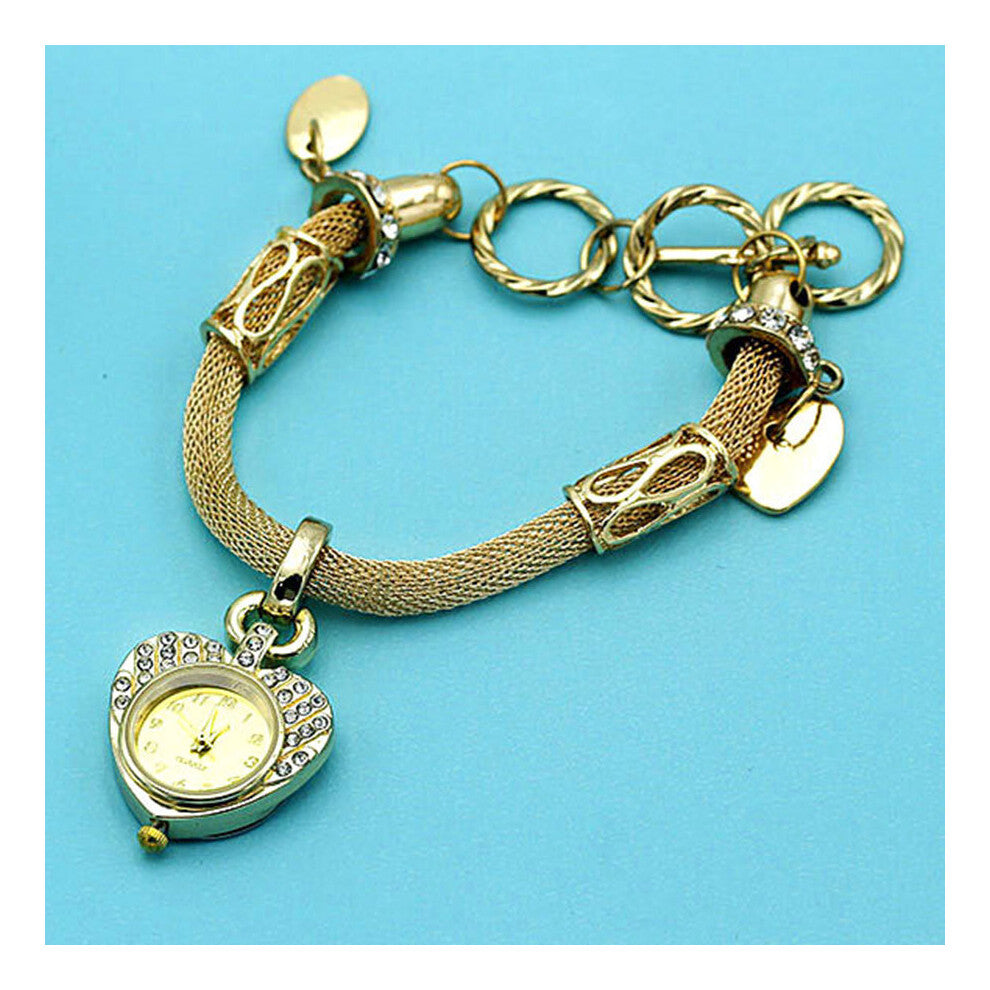 Shsby Steel wire mesh belt Bracelet Watch heart-shaped Women Dress watches charms Female jewelry Wristwatch