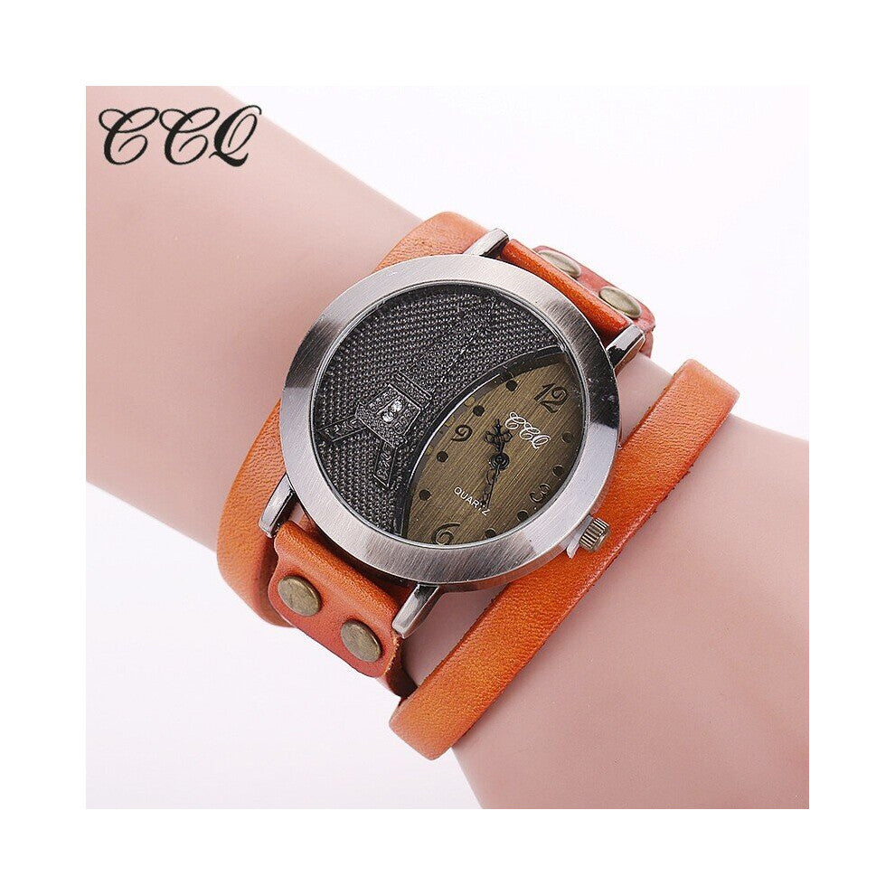 Vintage Tower Watch Leather Bracelet Watches Casual Women Wristwatches Quartz Watch Relogio Feminino