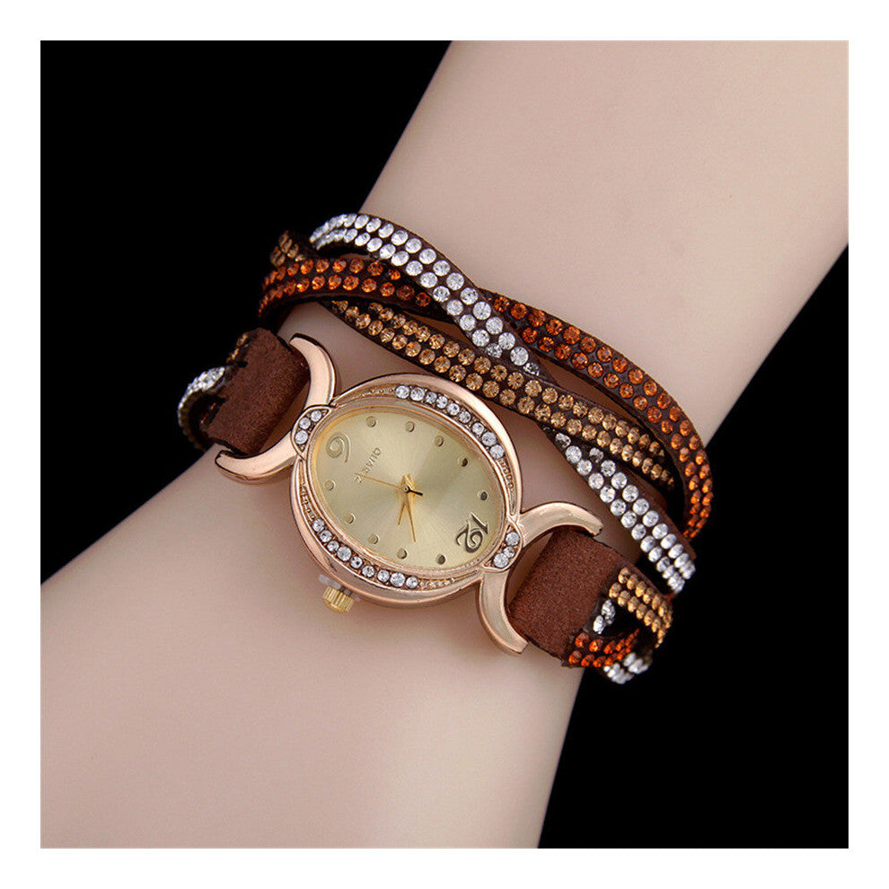 Selling Bracelet Watches Women Diamonds Rope Eraser Casual Ladies Quartz Watch Velvet Two Laps Winding Clock